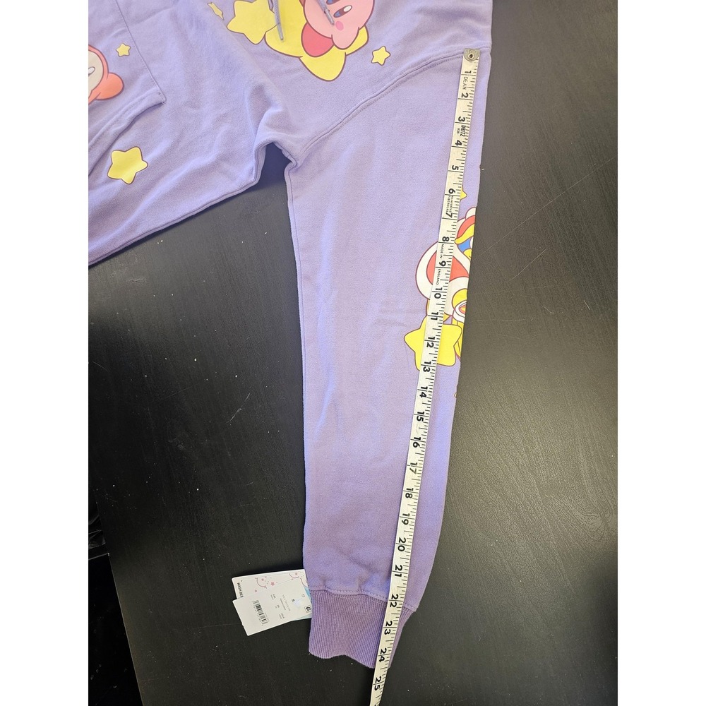 Kirby Hoodie Mens Small Purple Waddle Dee Stars Anime Fleece Pullover Sweatshirt - Picture 4 of 9